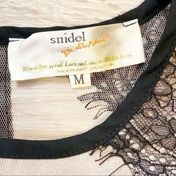 Snidel Black and Nude Lace and Faux Leather Dress Size Medium - Picture 5 of 6